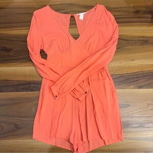 Forever 21 Vibrant Coral V-Neck Top